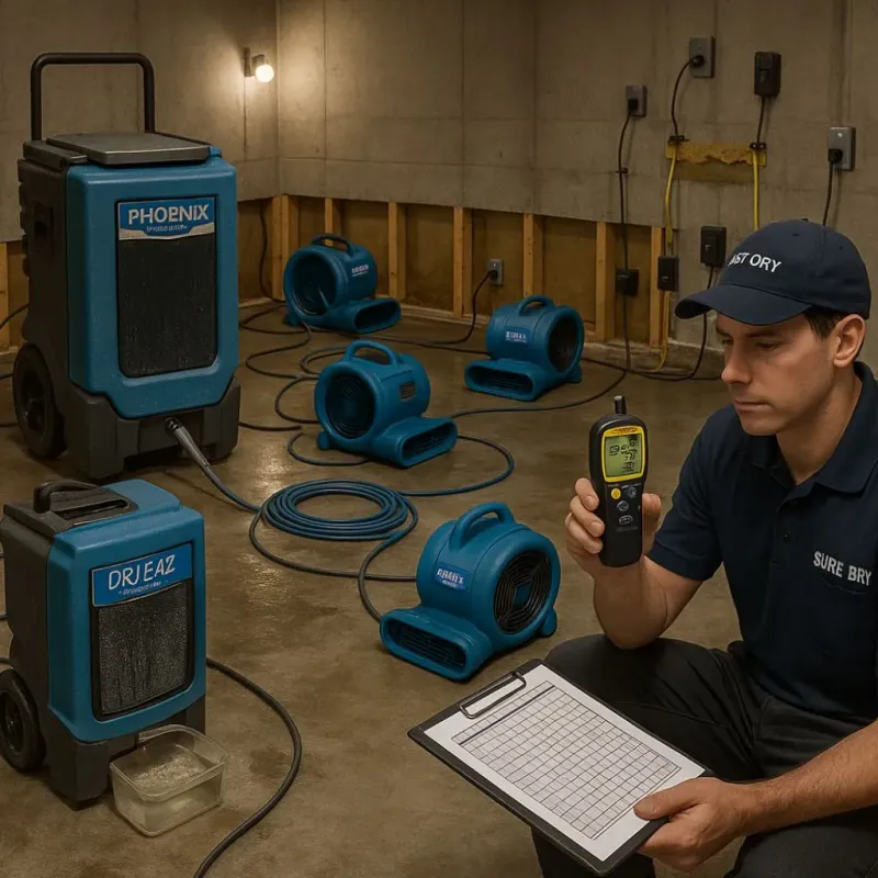 Structural Drying and Dehumidification process in Wade, MS